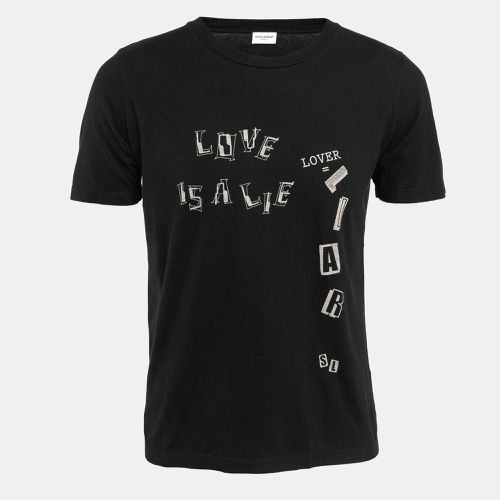 Saint Laurent Paris Black Lover Lier Print Cotton Jersey T-Shirt XS - Saint Laurent Paris - Modalova