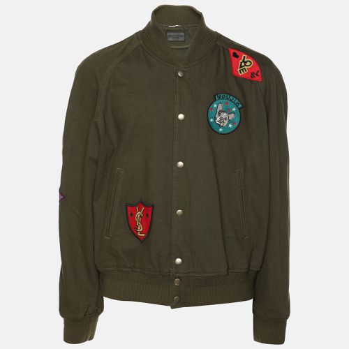 Saint Laurent Olive Green Cotton Souvenir Patch Teddy Jacket XXL - Saint Laurent Paris - Modalova