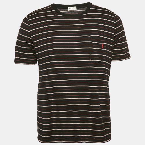 Saint Laurent Black Stripe Cotton Crew Neck T-Shirt S - Saint Laurent Paris - Modalova