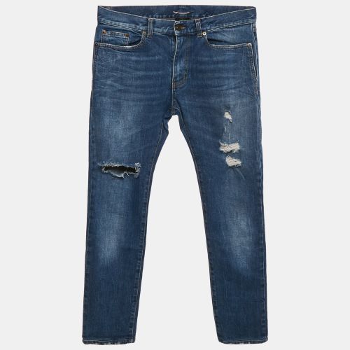 Saint Laurent Paris Blue Ripped Denim Jeans Waist 33" - Saint Laurent Paris - Modalova