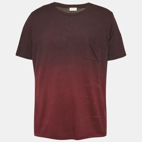 Saint Laurent Burgundy Ombre Crewneck T-Shirt XL - Saint Laurent Paris - Modalova