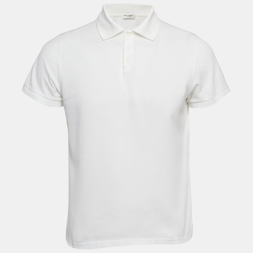 Saint Laurent White Cotton Pique Polo T-Shirt M - Saint Laurent Paris - Modalova