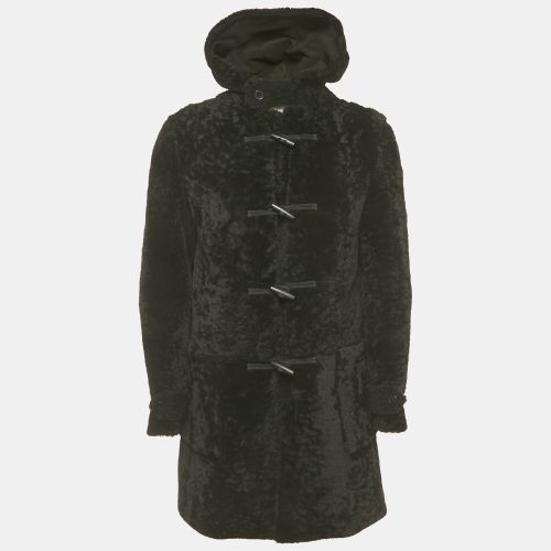 Saint Laurent Paris Black Shearling Hooded Duffle Coat XL - Saint Laurent Paris - Modalova