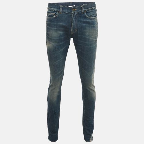 Saint Laurent Paris Blue Distressed Denim Raw Edge Detail Jeans M Waist 32" - Saint Laurent Paris - Modalova