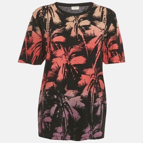 Saint Laurent Paris Black Palm Print Cotton T-Shirt XS - Saint Laurent Paris - Modalova