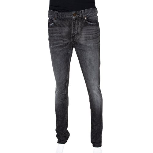 Saint Laurent Paris Charcoal Grey Medium Wash Denim Raw Edge Jeans M - Saint Laurent Paris - Modalova