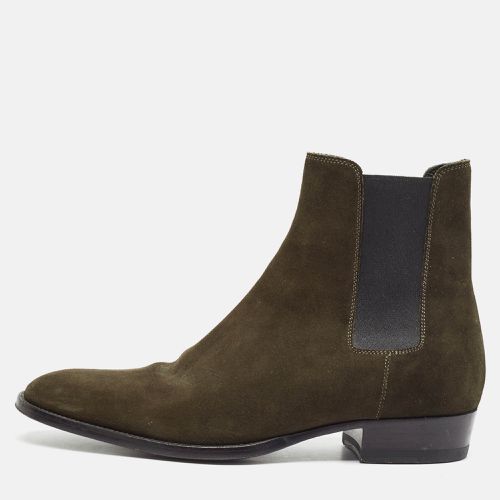 Saint Laurent Green Suede Wyatt Ankle Length Boots Size 39 - Saint Laurent Paris - Modalova