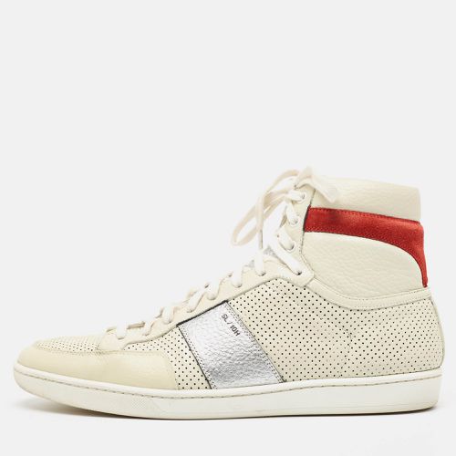 Saint Laurent Paris White Perforated Leather High Top Sneakers Size 43 - Saint Laurent Paris - Modalova