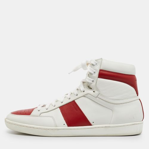 Saint Laurent /Red Leather and Suede High Top Sneakers Size 42 - Saint Laurent Paris - Modalova