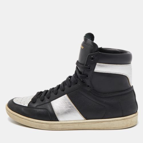 Saint Laurent Black/Silver Leather Court Classic SL/10h High Top Sneakers Size 42.5 - Saint Laurent Paris - Modalova