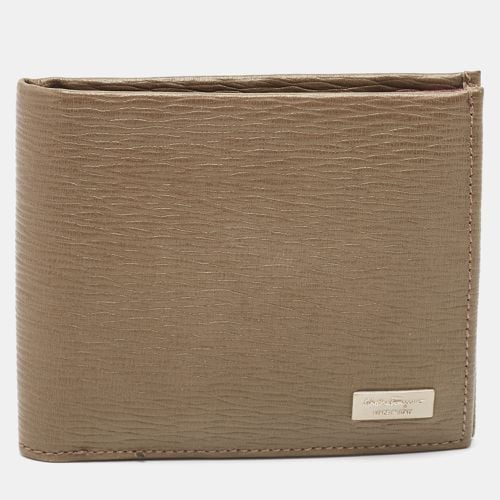 Salvatore Ferragamo Grey Textured Leather Logo Bifold Wallet - Salvatore Ferragamo - Modalova