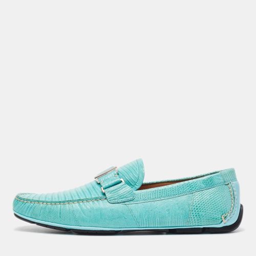 Salvatore Ferragamo Mint Green Lizard Sardegna Loafers Size 44 - Salvatore Ferragamo - Modalova