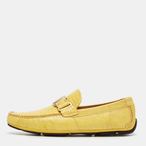 Salvatore Ferragamo Yellow Lizard Leather Sardegna Loafers Size 41.5 - Salvatore Ferragamo - Modalova