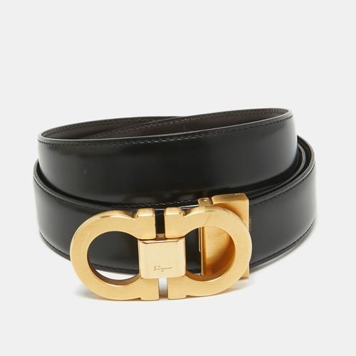 Salvatore Ferragamo Black/Dark Brown Leather Gancini Cut to Size Reversible Belt - Salvatore Ferragamo - Modalova