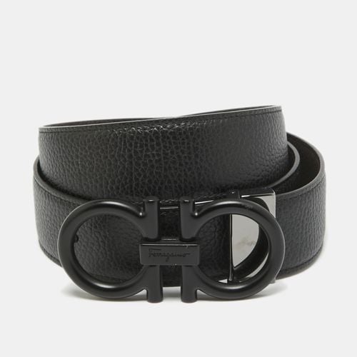 Salvatore Ferragamo Black/Dark Brown Leather Gancini Reversible Cut to Size Belt - Salvatore Ferragamo - Modalova