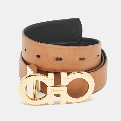 Salvatore Ferragamo Black/Brown Leather Double Gancio Cut to Size Reversible Belt - Salvatore Ferragamo - Modalova