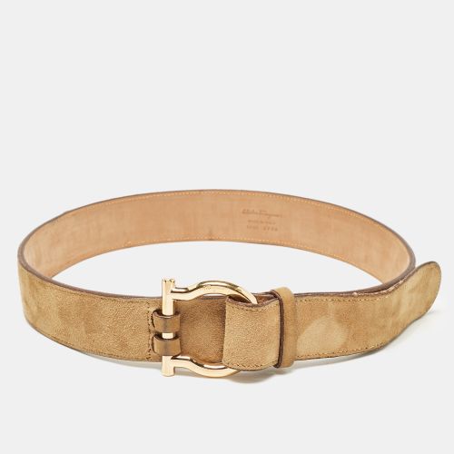 Salvatore Ferragamo Beige Suede Gancio Buckle Belt 80CM - Salvatore Ferragamo - Modalova