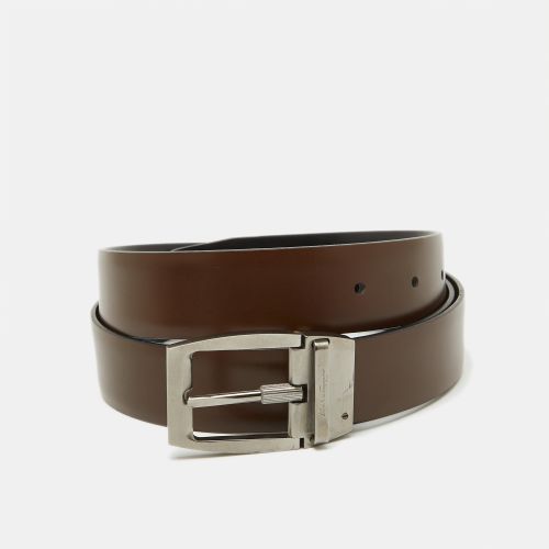 Salvatore Ferragamo Dark Brown/Black Leather Cut to Size Buckle Belt - Salvatore Ferragamo - Modalova