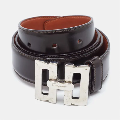 Salvatore Ferragamo Dark Brown Leather Waist Belt 80CM - Salvatore Ferragamo - Modalova
