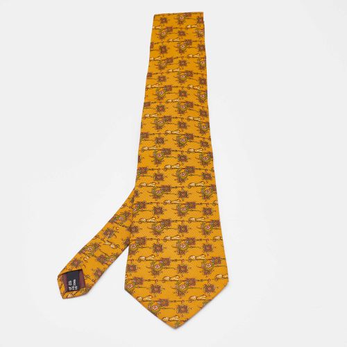 Salvatore Ferragamo Mustard Yellow Animal Print Silk Tie - Salvatore Ferragamo - Modalova