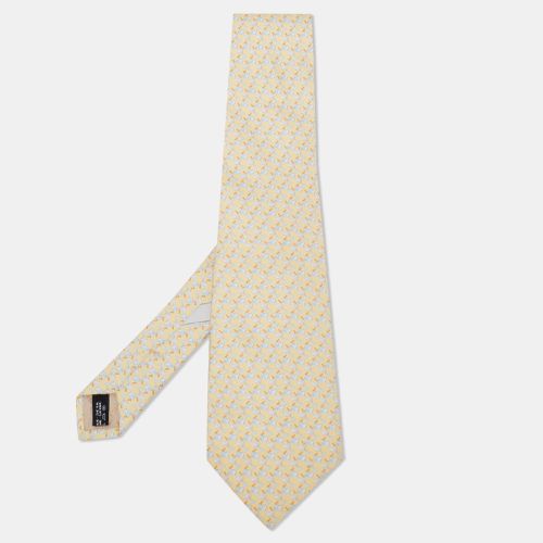 Salvatore Ferragamo Pale Yellow Whale Printed Silk Tie - Salvatore Ferragamo - Modalova