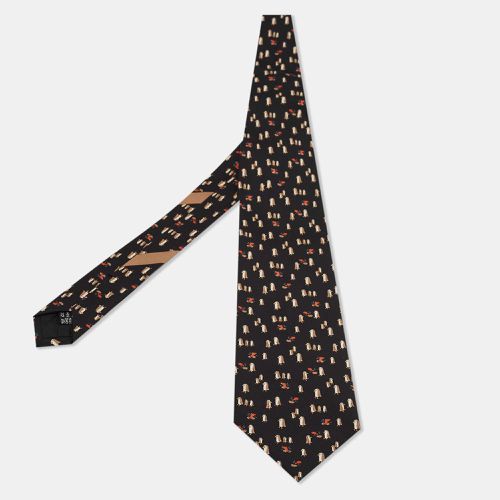 Salvatore Ferragamo Black Printed Silk Classic Tie - Salvatore Ferragamo - Modalova