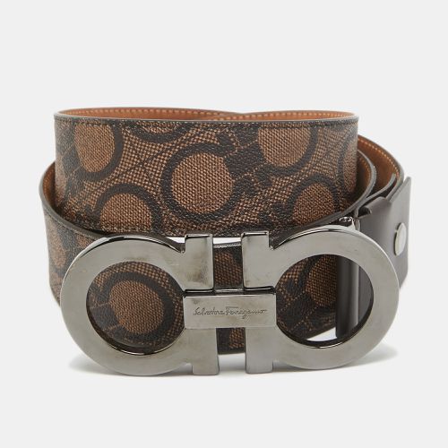 Salvatore Ferragamo Brown Gancini Print Leather Buckle Belt 115CM - Salvatore Ferragamo - Modalova