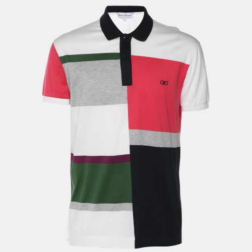 Salvatore Ferragamo Multicolor Colorblock Pattern Jersey Polo T-Shirt M - Salvatore Ferragamo - Modalova