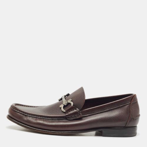 Salvatore Ferragamo Dark Brown Leather Gancini Slip On Loafers Size 40.5 - Salvatore Ferragamo - Modalova