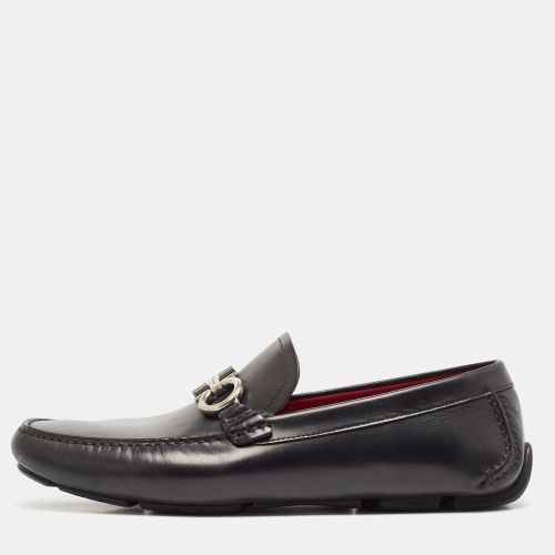 Salvatore Ferragamo Black Leather Gancini Bit Slip On Loafers Size 45 - Salvatore Ferragamo - Modalova