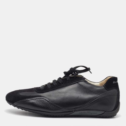 Salvatore Ferragamo Black Leather and Suede Low Top Sneakers Size 41.5 - Salvatore Ferragamo - Modalova