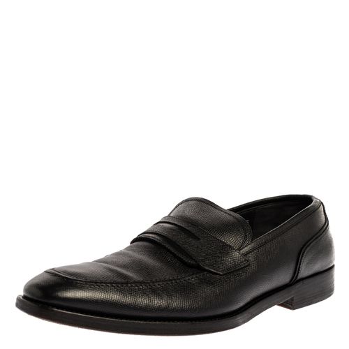 Salvatore Ferragamo Black Textured Leather Penny Loafers Size 44.5 - Salvatore Ferragamo - Modalova