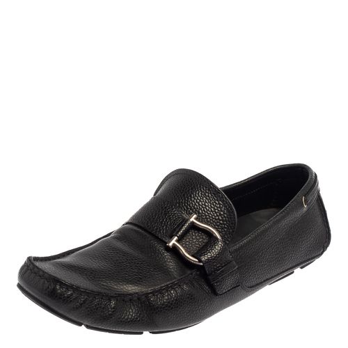 Salvatore Ferragamo Black Leather Gancio Slip On Loafers Size 44 - Salvatore Ferragamo - Modalova