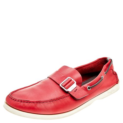 Salvatore Ferragamo Red Leather Slip On Loafers Size 46 - Salvatore Ferragamo - Modalova