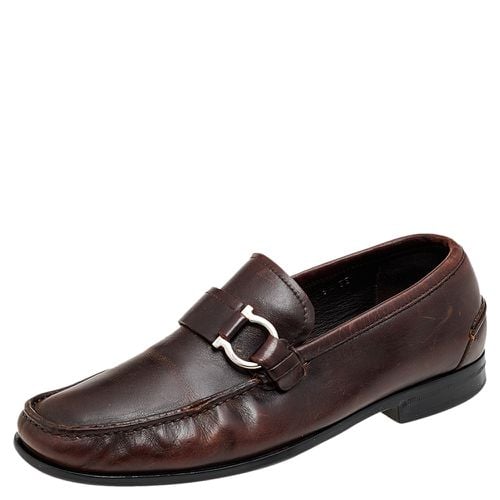 Salvatore Ferragamo Brown Leather Gancio Slip On Loafers Size 40 - Salvatore Ferragamo - Modalova