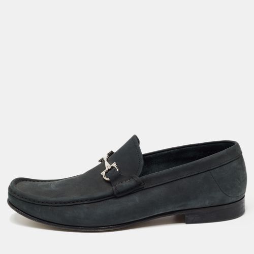 Salvatore Ferragamo Dark Grey Nubuck Leather Gancini Loafers Size 44.5 - Salvatore Ferragamo - Modalova