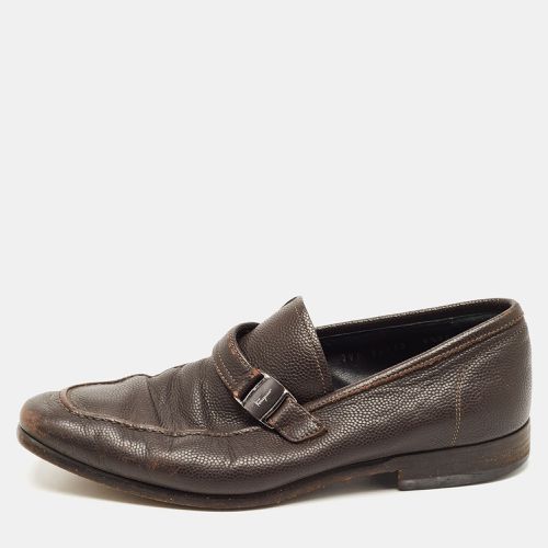 Salvatore Ferragamo Dark Brown Leather Side Buckle Loafers Size 39.5 - Salvatore Ferragamo - Modalova