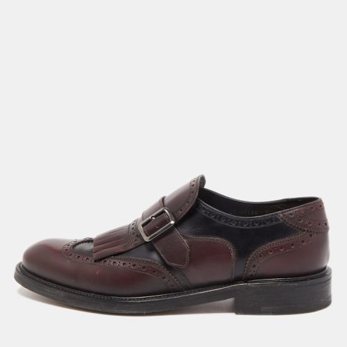 Salvatore Ferragamo Burgundy/Black Brogue Leather Genesis Fringe Loafers Size 41 - Salvatore Ferragamo - Modalova