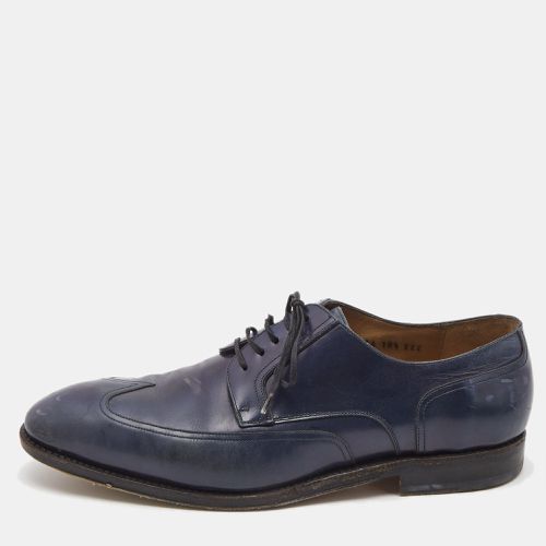 Salvatore Ferragamo Navy Blue Brogue Leather Lace Up Derby Size 44.5 - Salvatore Ferragamo - Modalova