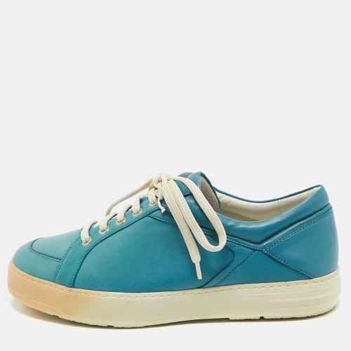 Salvatore Ferragamo Blue Leather Lace Up Sneakers Size 41.5 - Salvatore Ferragamo - Modalova