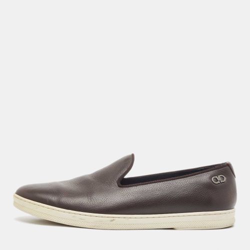 Salvatore Ferragamo Brown Leather Slip On Sneakers Size 41.5 - Salvatore Ferragamo - Modalova