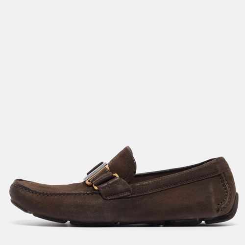 Salvatore Ferragamo Brown Nubuck Leather Sardegna Loafers Size 40 - Salvatore Ferragamo - Modalova