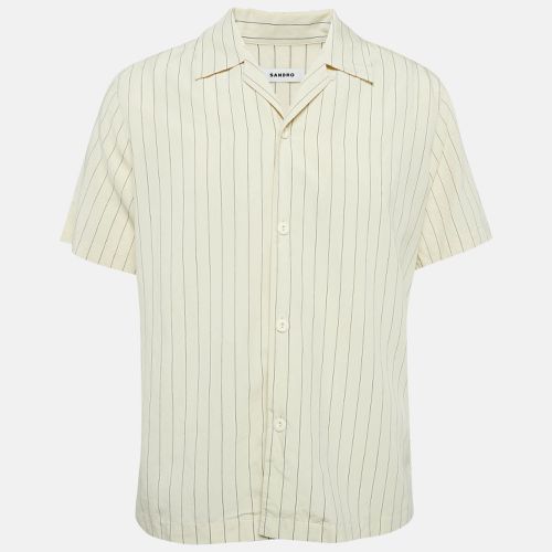 Sandro Beige Stripe Viscose Button Front Shirt L - Sandro - Modalova