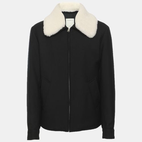 White Wool Blend Removable Collar Jacket M - Sandro - Modalova