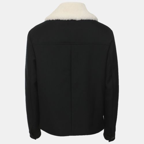 White Wool Blend Removable Collar Jacket M - Sandro - Modalova