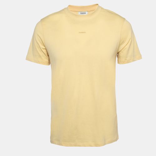 Sandro Yellow Logo Embroidered Cotton Round Neck T-Shirt S - Sandro - Modalova