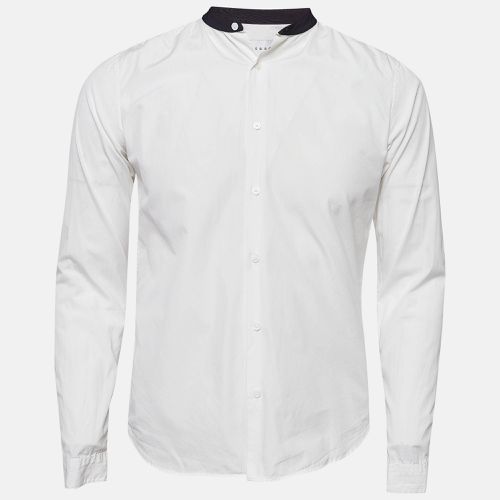 Sandro White Contrast Band Collar Cotton Shirt S - Sandro - Modalova