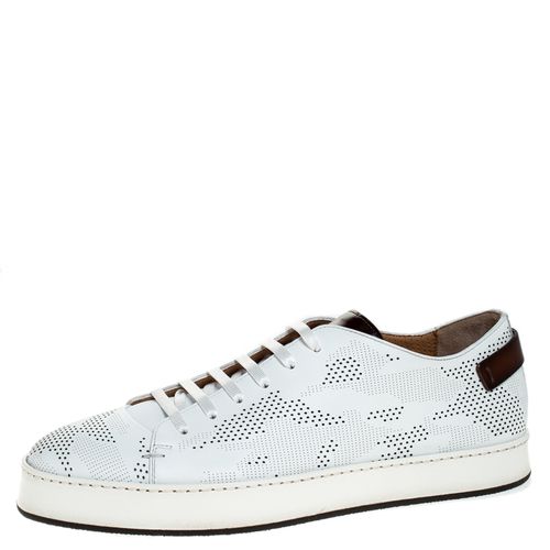 Perforated Leather Low Top Sneakers Size 40.5 - Santoni - Modalova