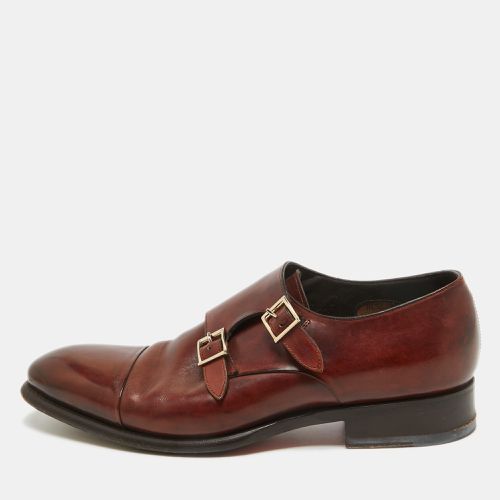 Santoni Brown Leather Monk Strap Derby Size 41.5 - Santoni - Modalova