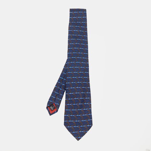 S.T. Dupont Vintage Blue Printed Silk Jacquard Tie - S.T. Dupont - Modalova